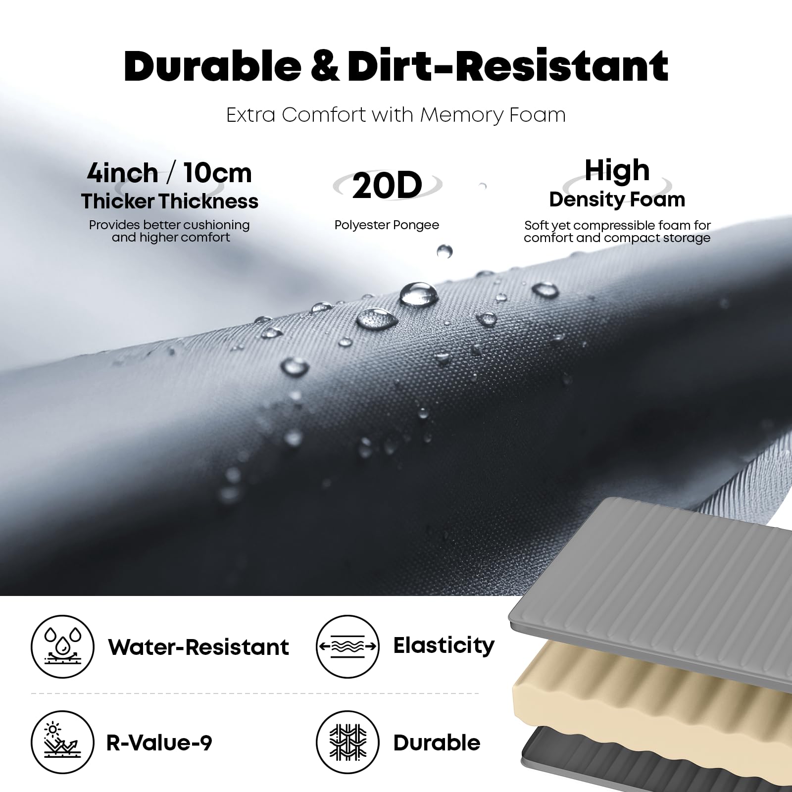 blunxta 9.5 R-value insulation helps keep you warm on chilly campsites