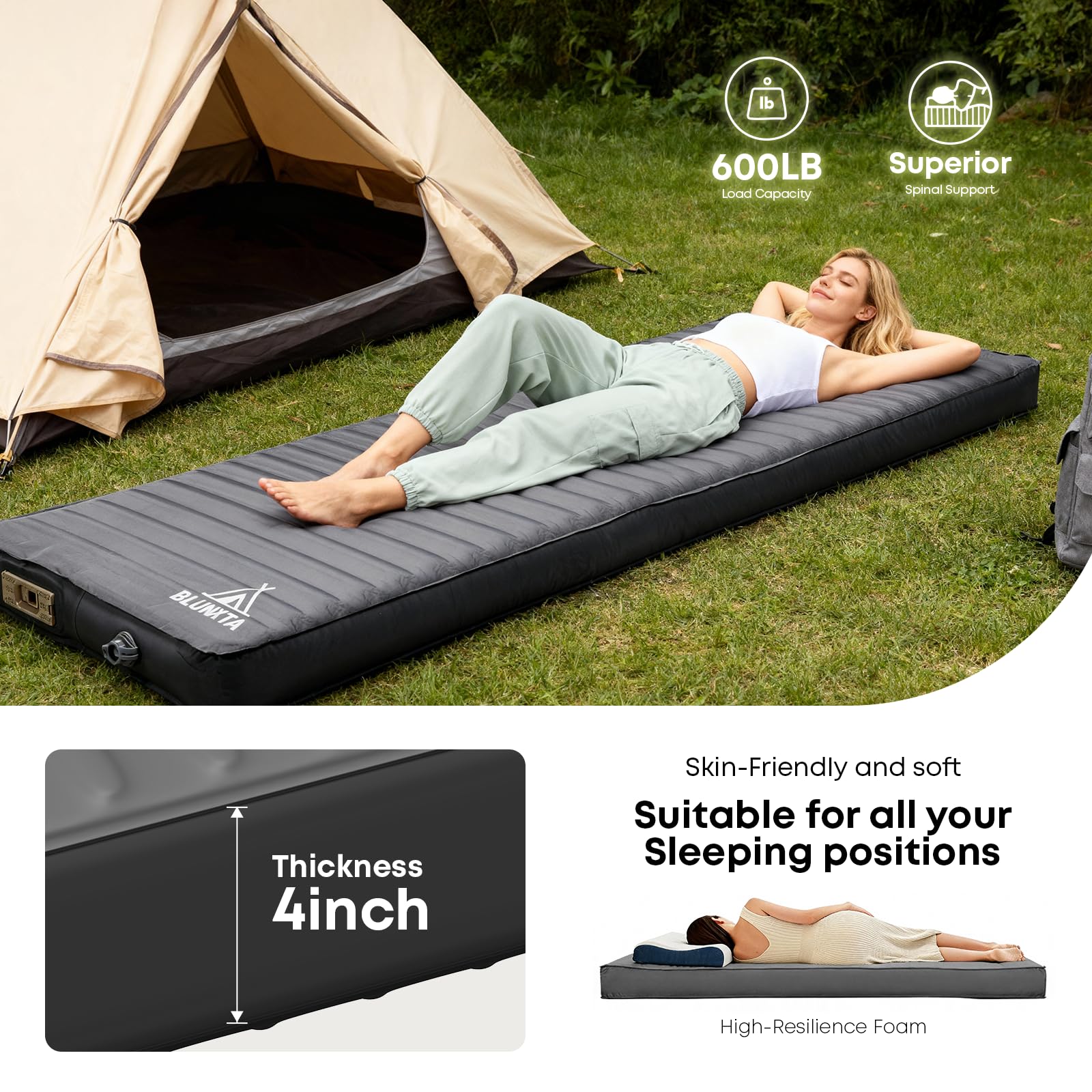 blunxta durable waterproof fabric and skin-friendly surface resist moisture and feel soft