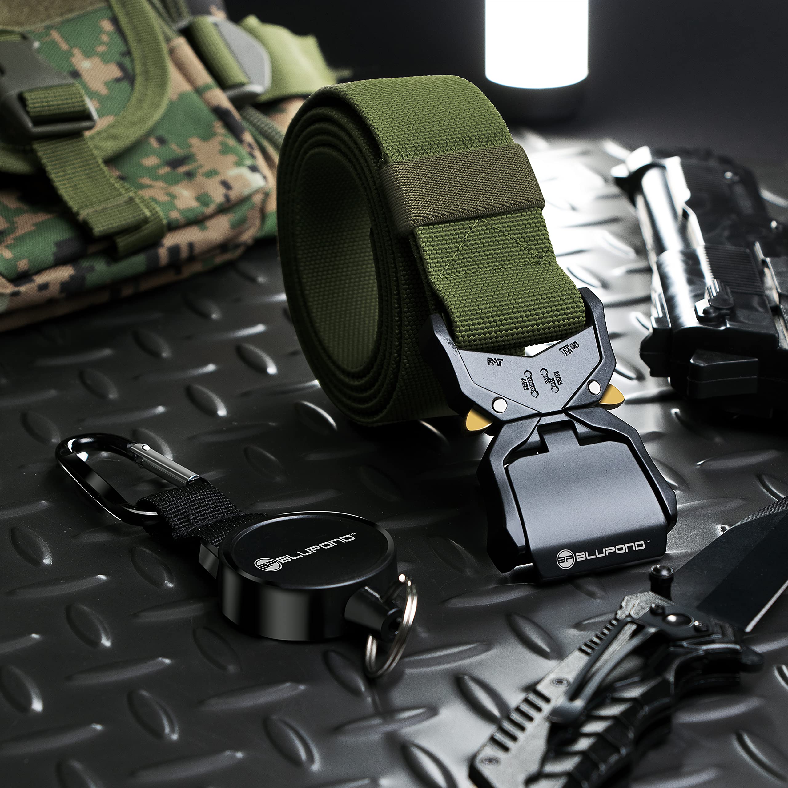 BLUPOND tactical belt supports EDC, duty, and outdoor carry setups.