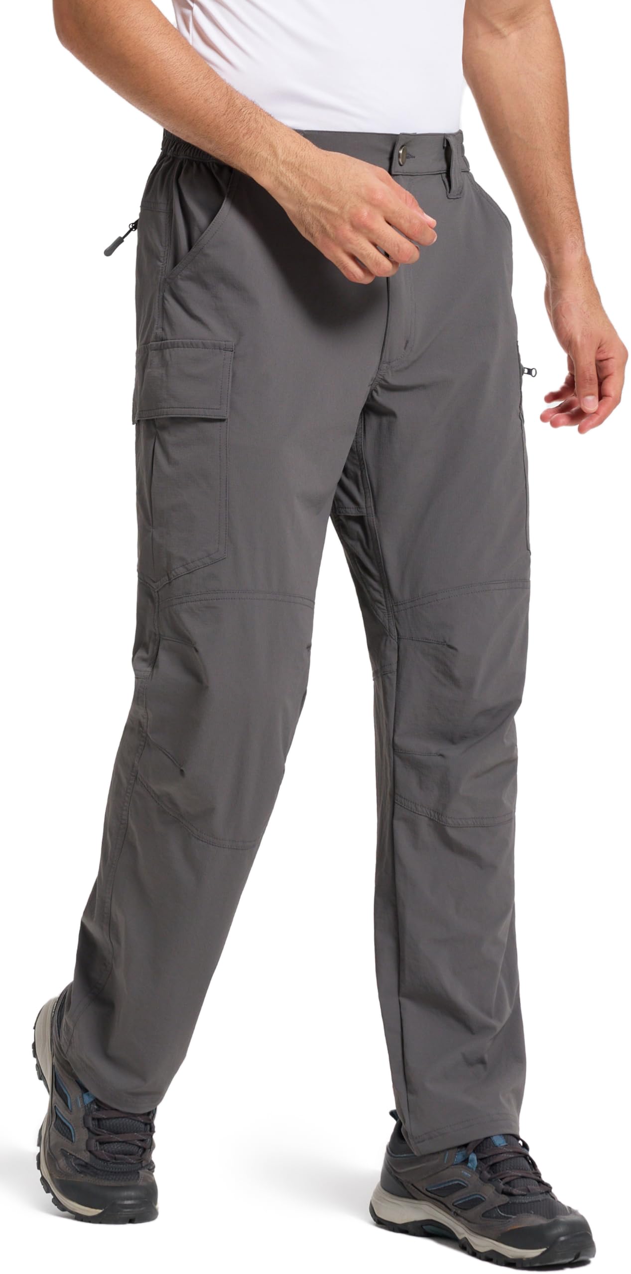 BLWINYUT pants with elastic waist and D-ring for flexible fit on trails