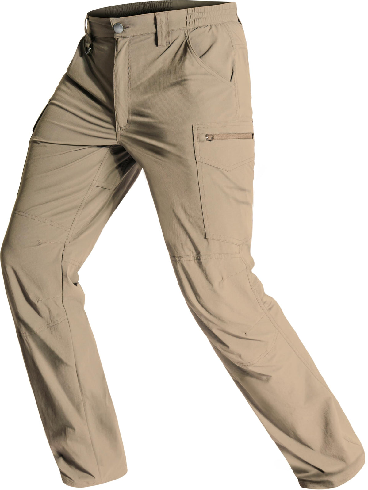 BLWINYUT men's hiking pants fabric close-up shows breathable nylon-spandex for comfort