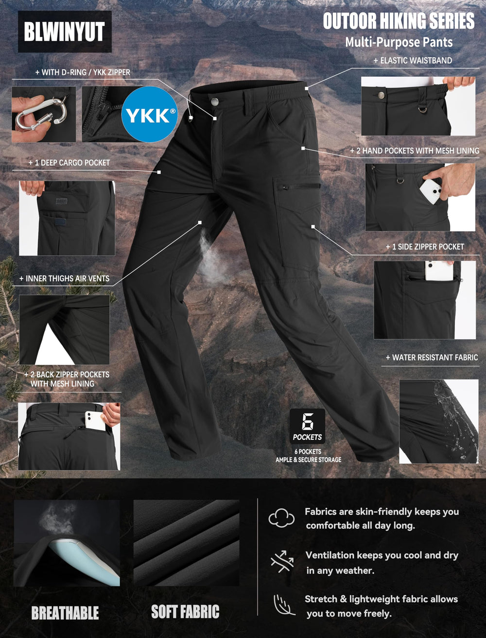 BLWINYUT side cargo pocket for quick-access items.