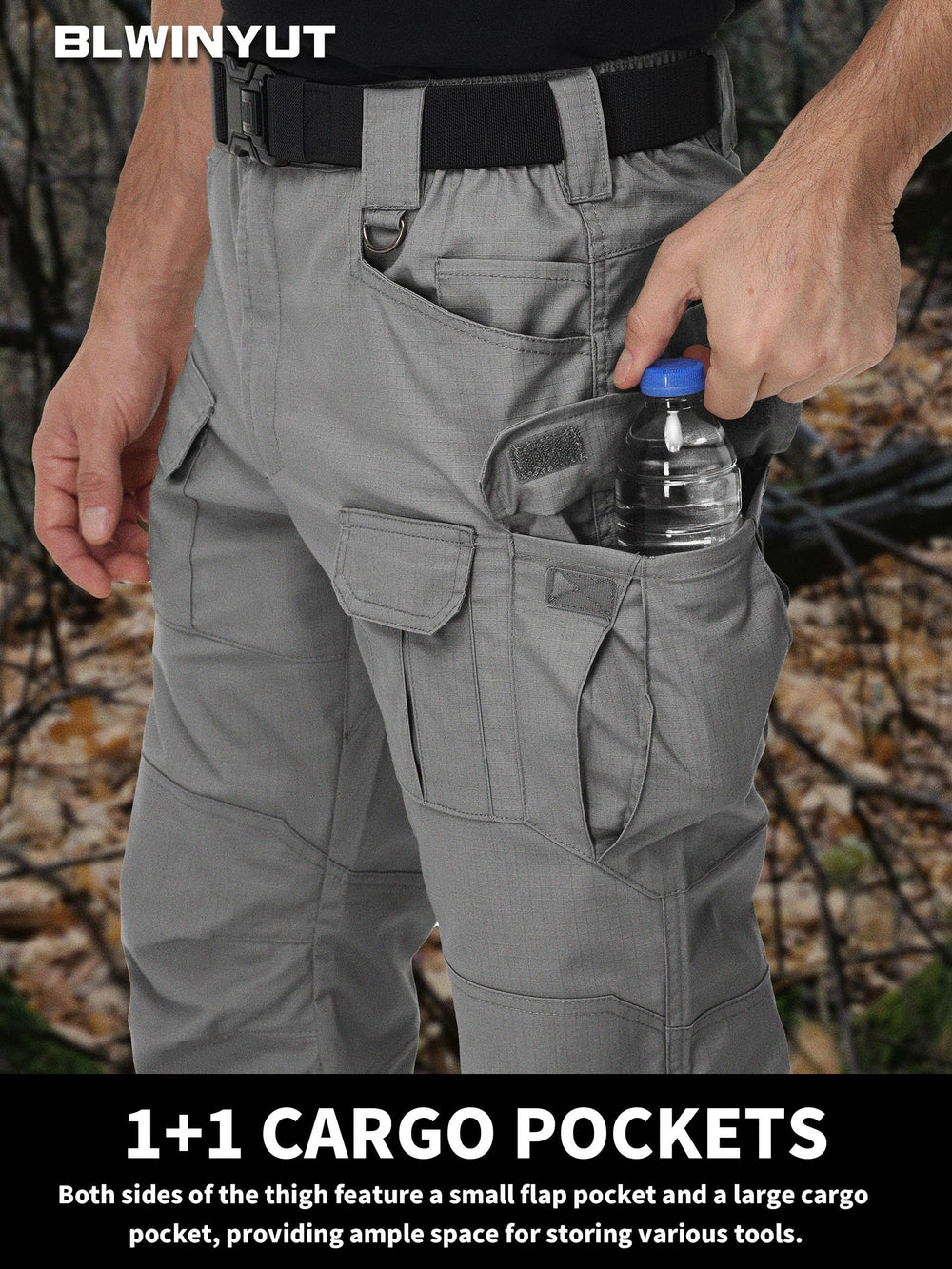 BLWINYUT pants with durable construction and practical closure details.