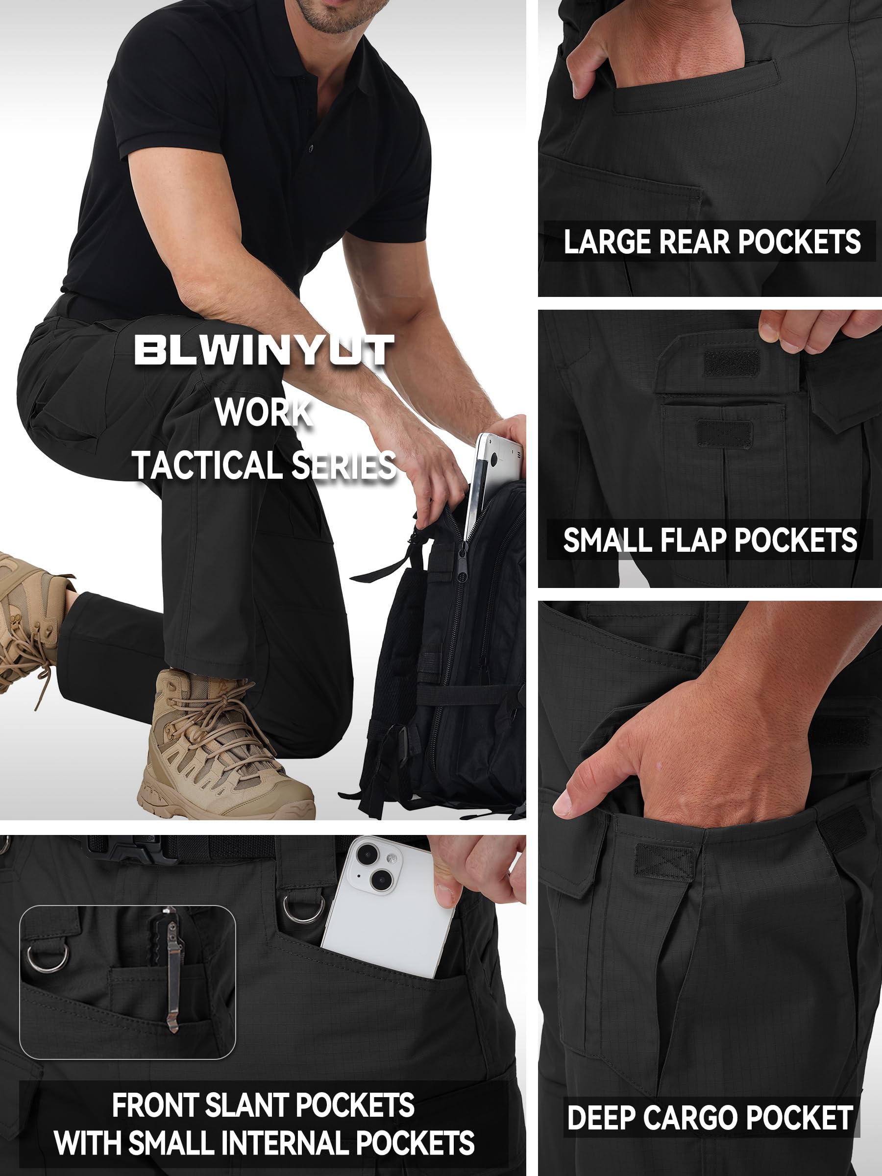 BLWINYUT pants’ D-rings hold keys and tools for quick access.