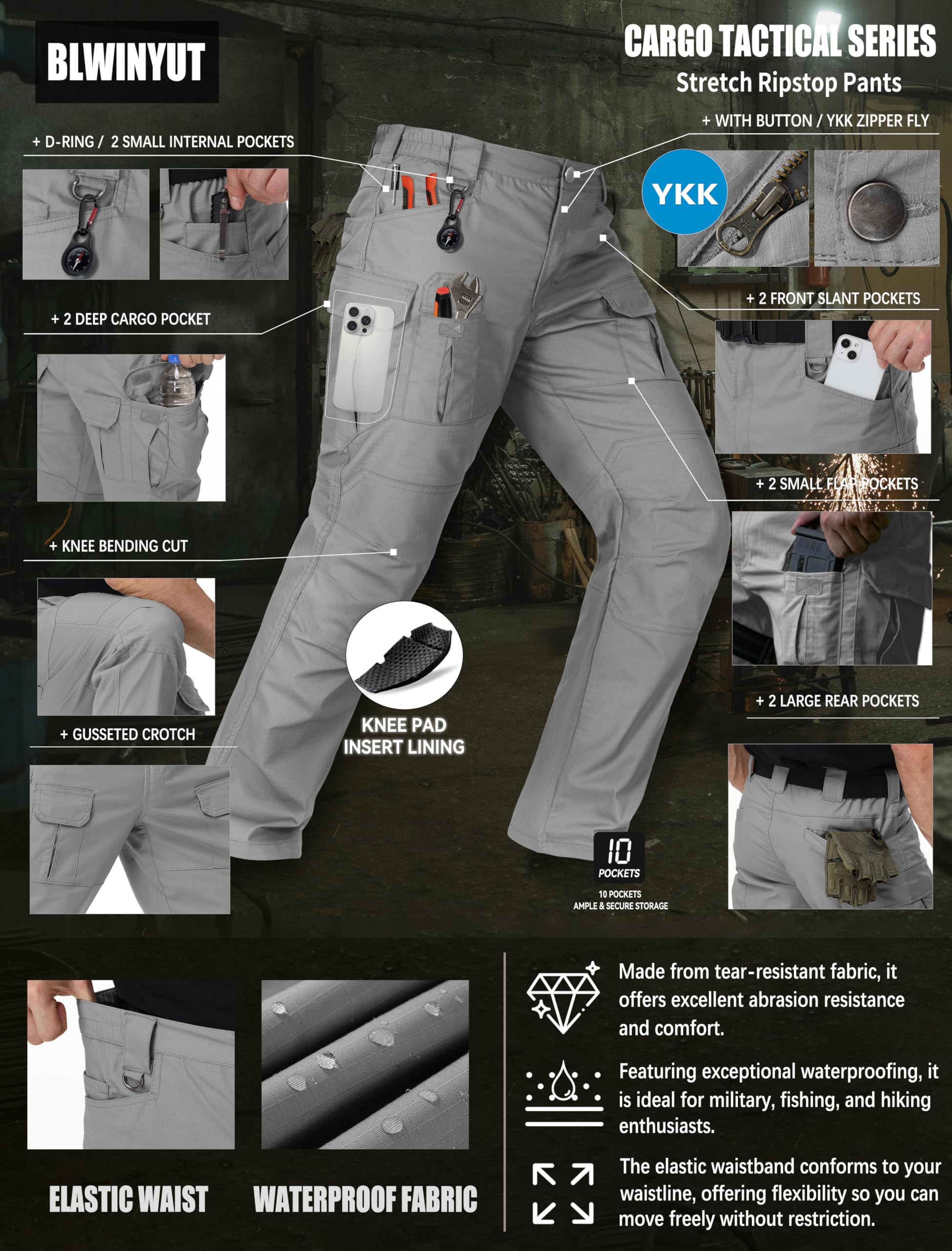 BLWINYUT light-grey fabric close-up highlights breathable comfort.