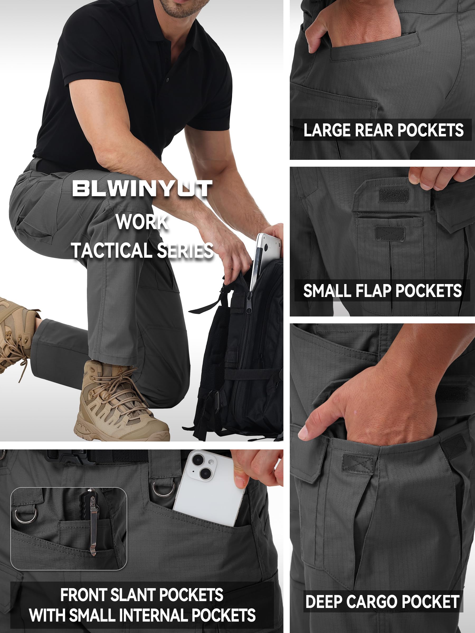 BLWINYUT reinforced crotch provides durability during heavy wear.