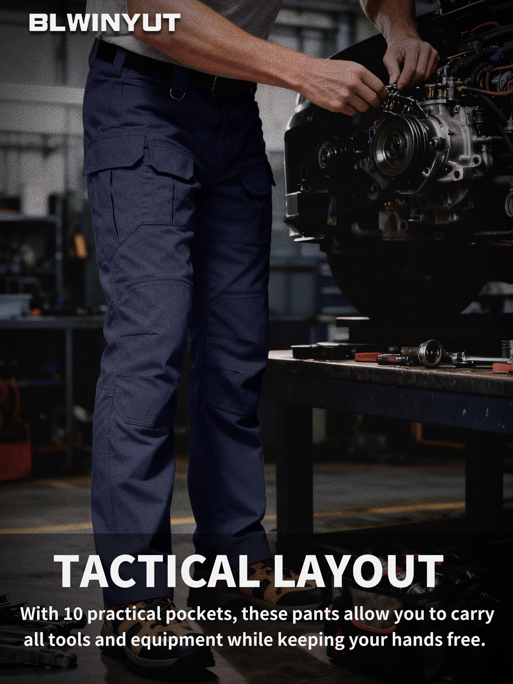 BLWINYUT pants reinforced crotch area improves durability during demanding tasks.