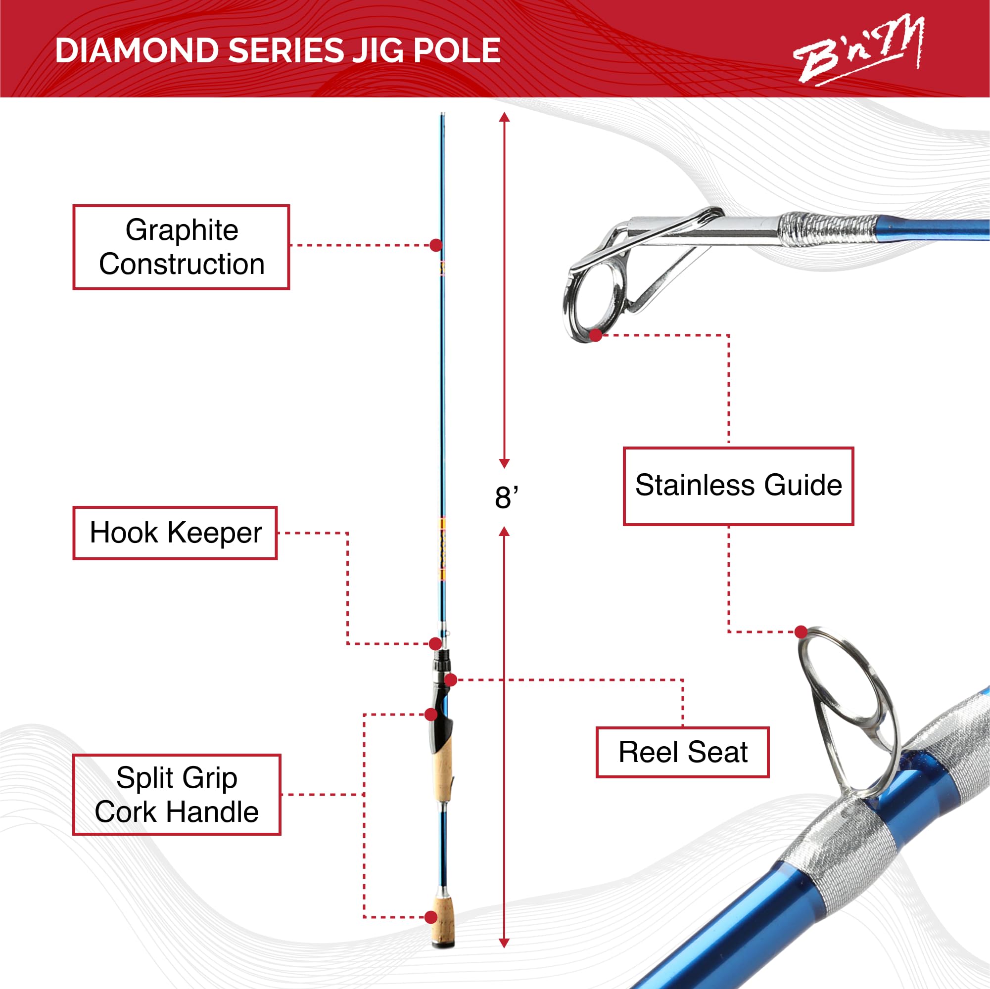 Fully assembled 2-piece Diamond Series Jig Pole