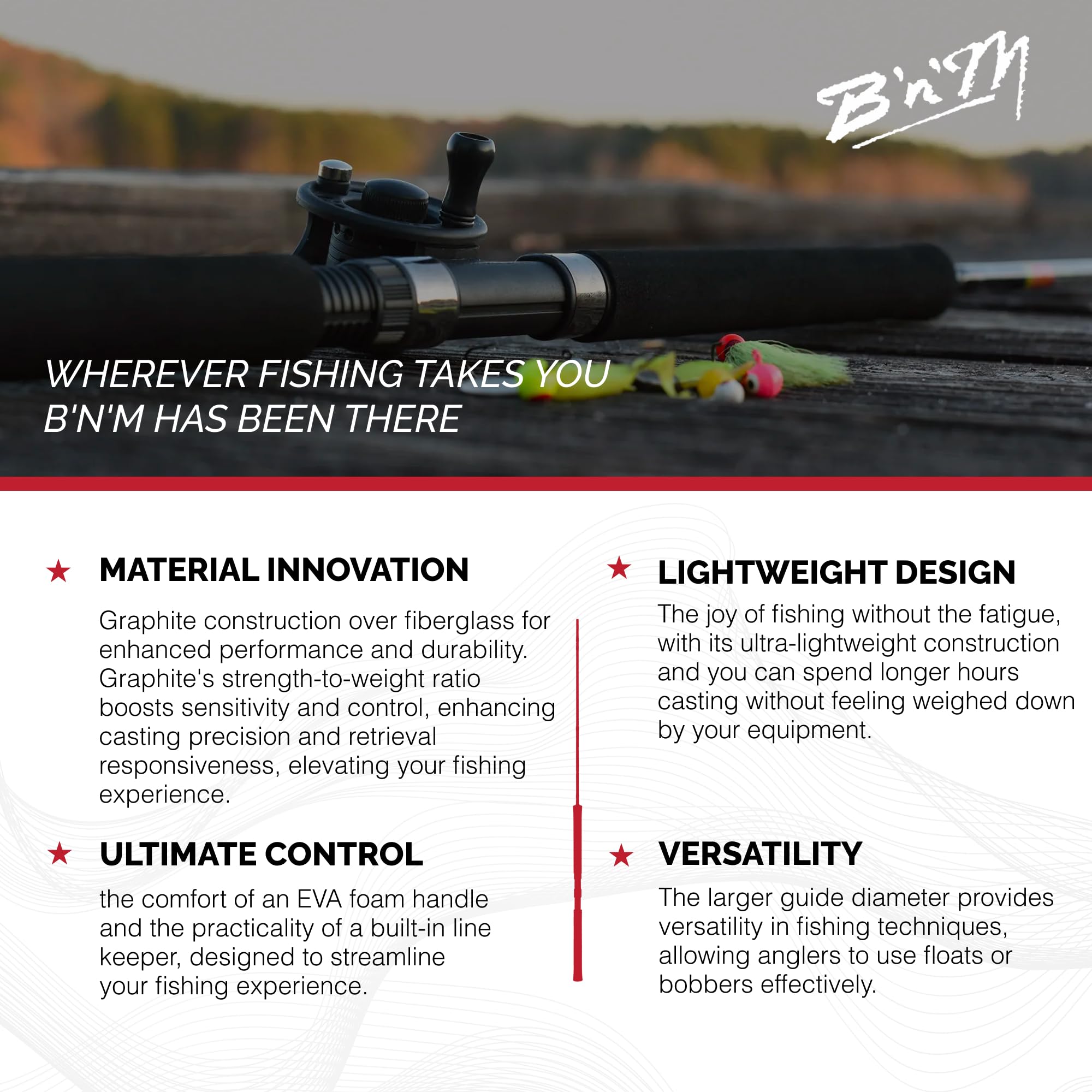 B&M GLJ11 Little Jewel graphite rod delivers backbone with smooth action