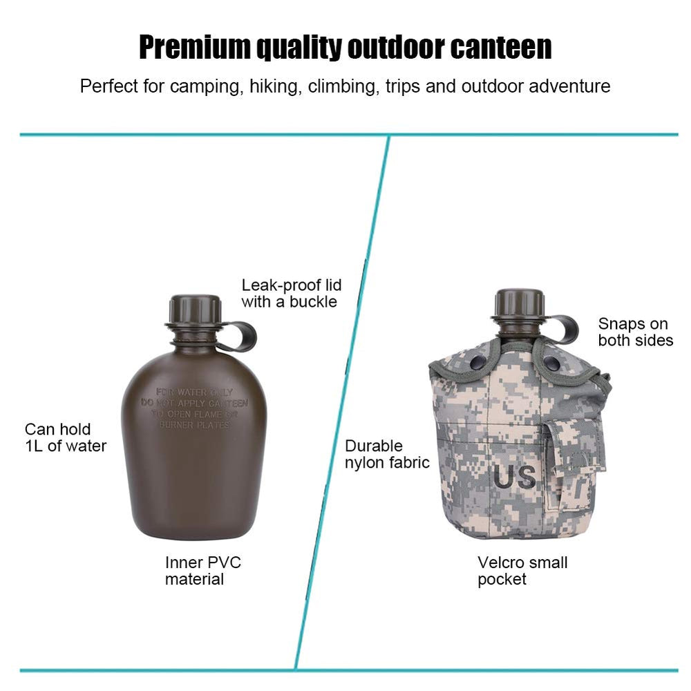 Bnineteenteam aluminum canteen with quart cup for rugged camping use