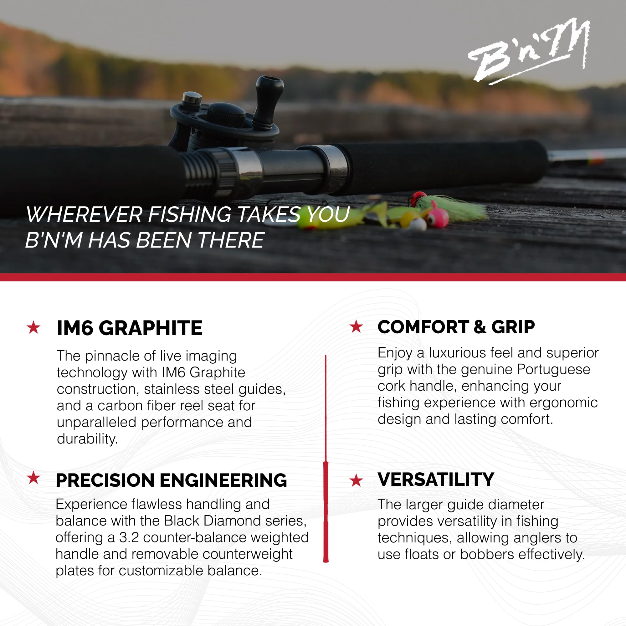 Black Diamond Jig Pole weighted handle close-up showing stable grip.