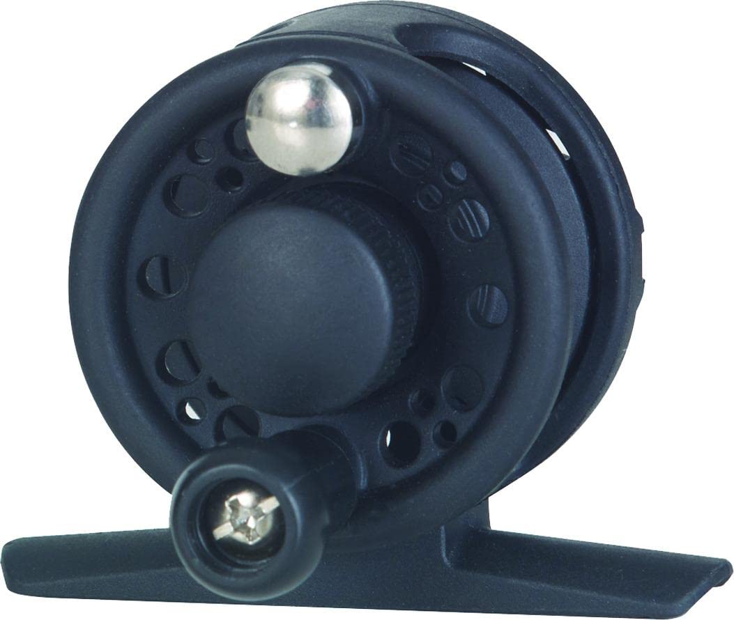 BnM Buck's Best Ultra Lite Crappie Reel close-up in black, crush-resistant and lightweight.