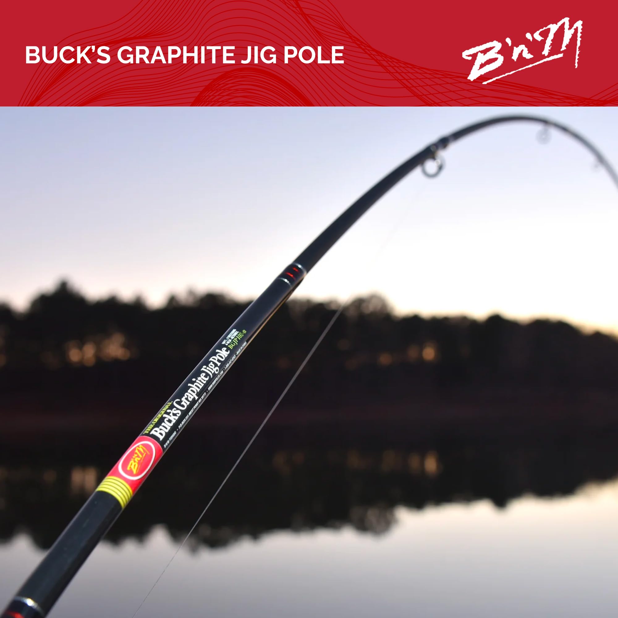 B'n'M Buck's Graphite Jig Pole 11ft, alloy inserts for durability.