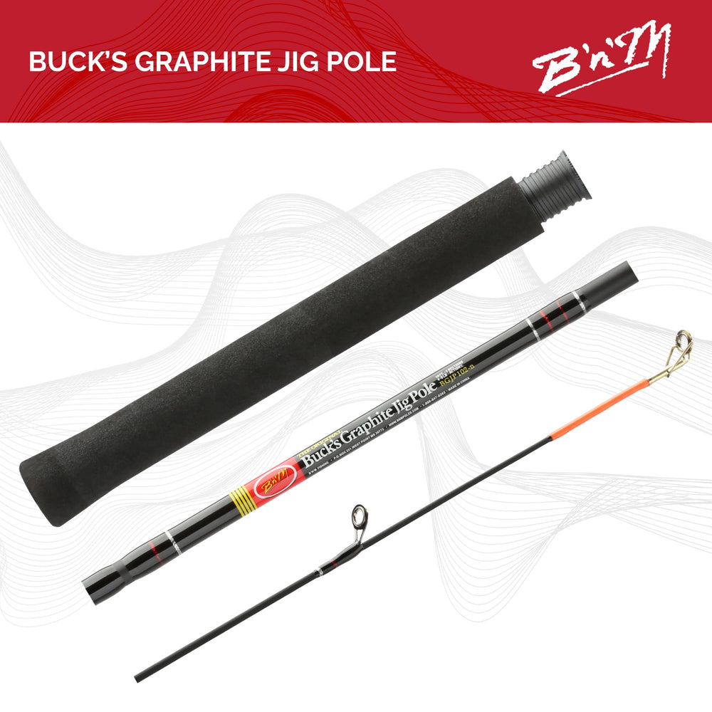 B'n'M Buck's Graphite Jig Pole 11ft, tubular graphite construction.