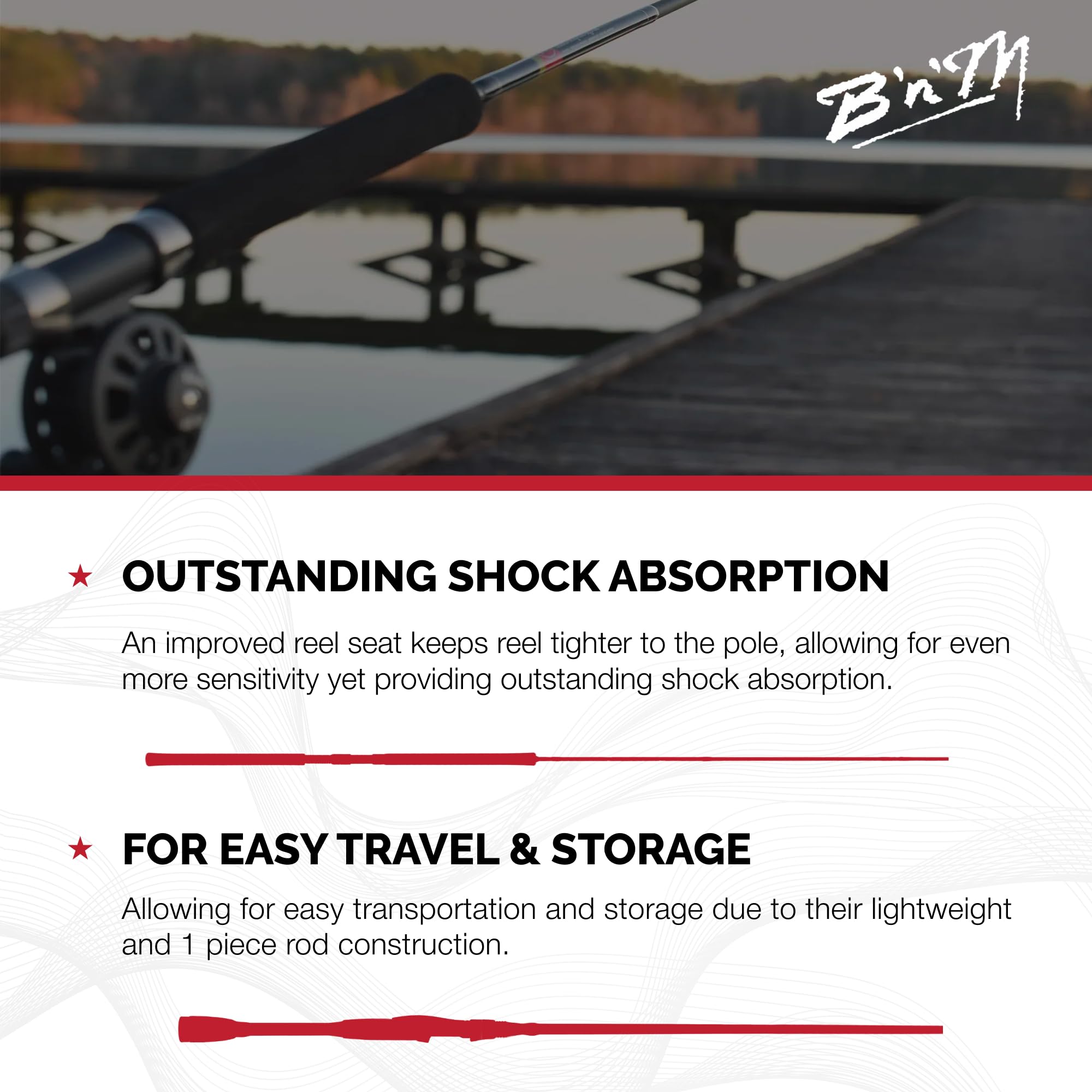 B'n'M Sam's Super Salt Inshore Rod in action during a casting session.