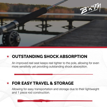 B'n'M Sam's Super Salt Inshore Rod in action during a casting session.
