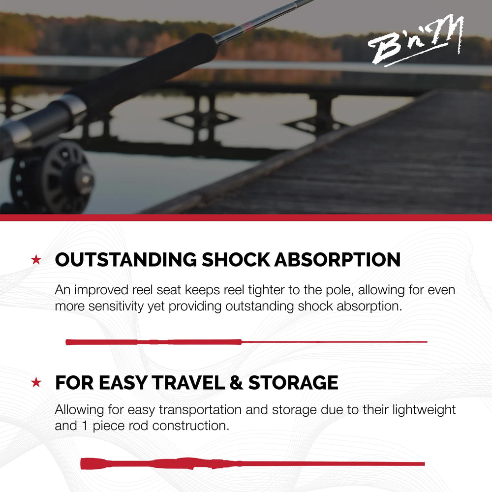 B'n'M Sam's Super Salt Inshore Rod in action during a casting session.