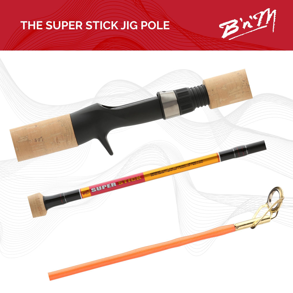 Action-focused image demonstrates the rod's stiff performance during lively jigging
