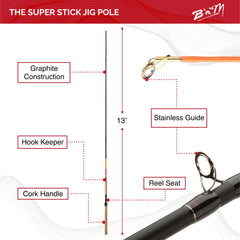 BnM The Super Stick 13 ft pole rear view showing balanced design for boat use