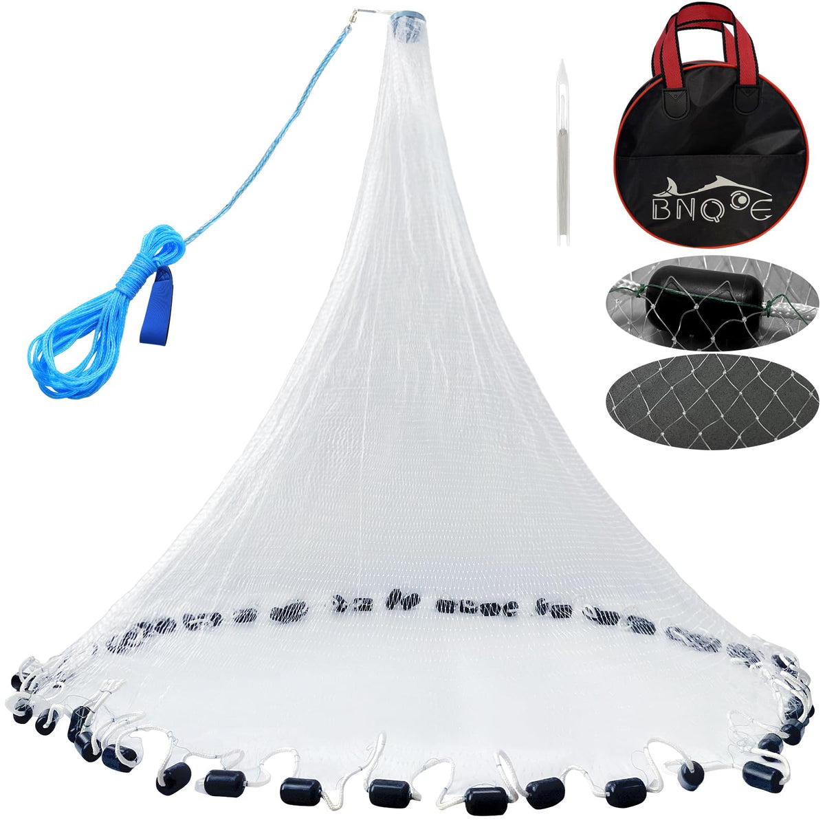 Bnqoe fishing cast net 4ft radius open water spread for quick live bait