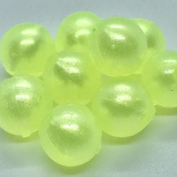 BNR Tackle Soft Beads Mean Green 10mm, neutrally buoyant, ideal for steelhead rigs.
