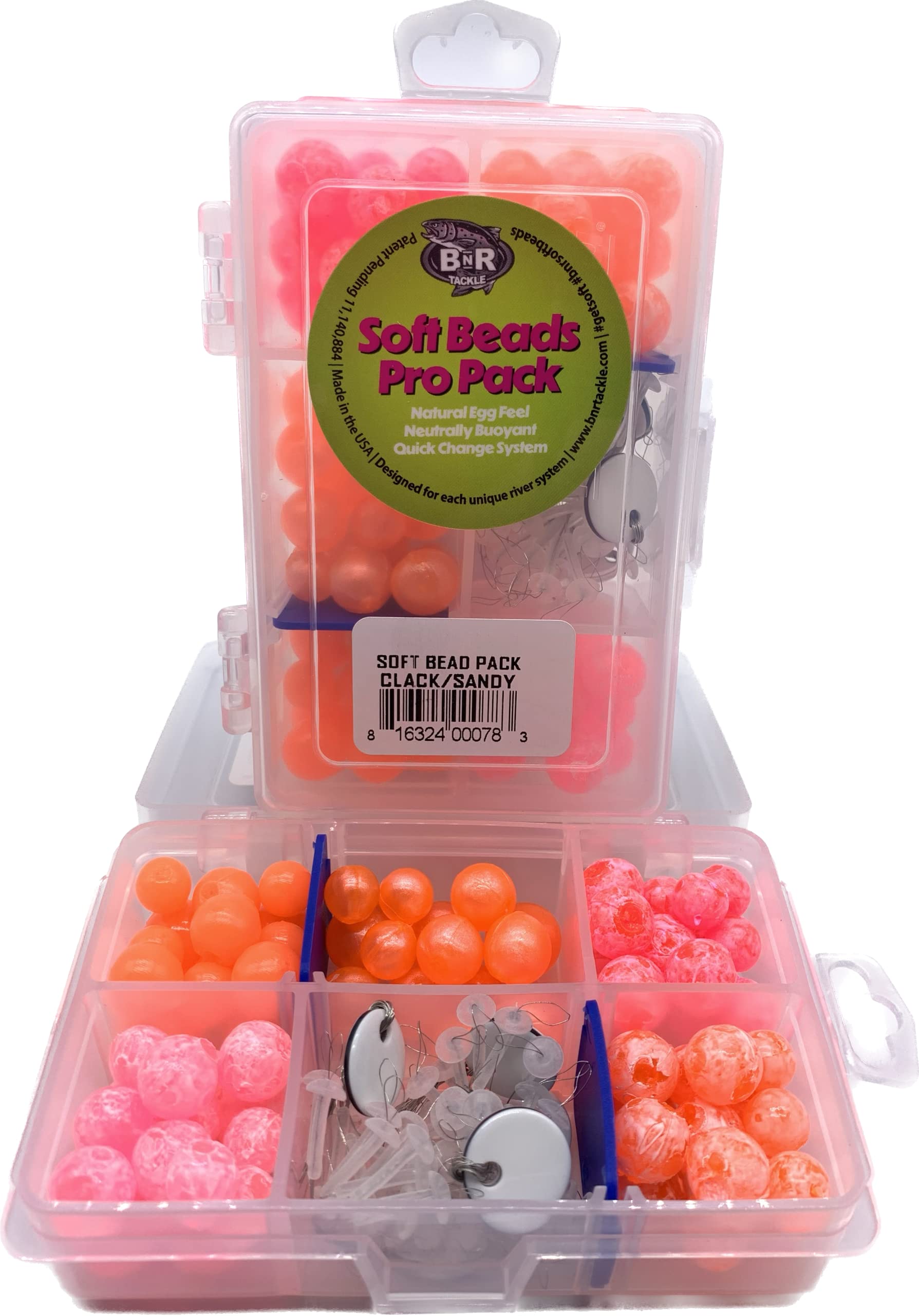 BNR Tackle Soft Beads Pro Pack Clack/Sandy shows realistic egg texture for steelhead rigs