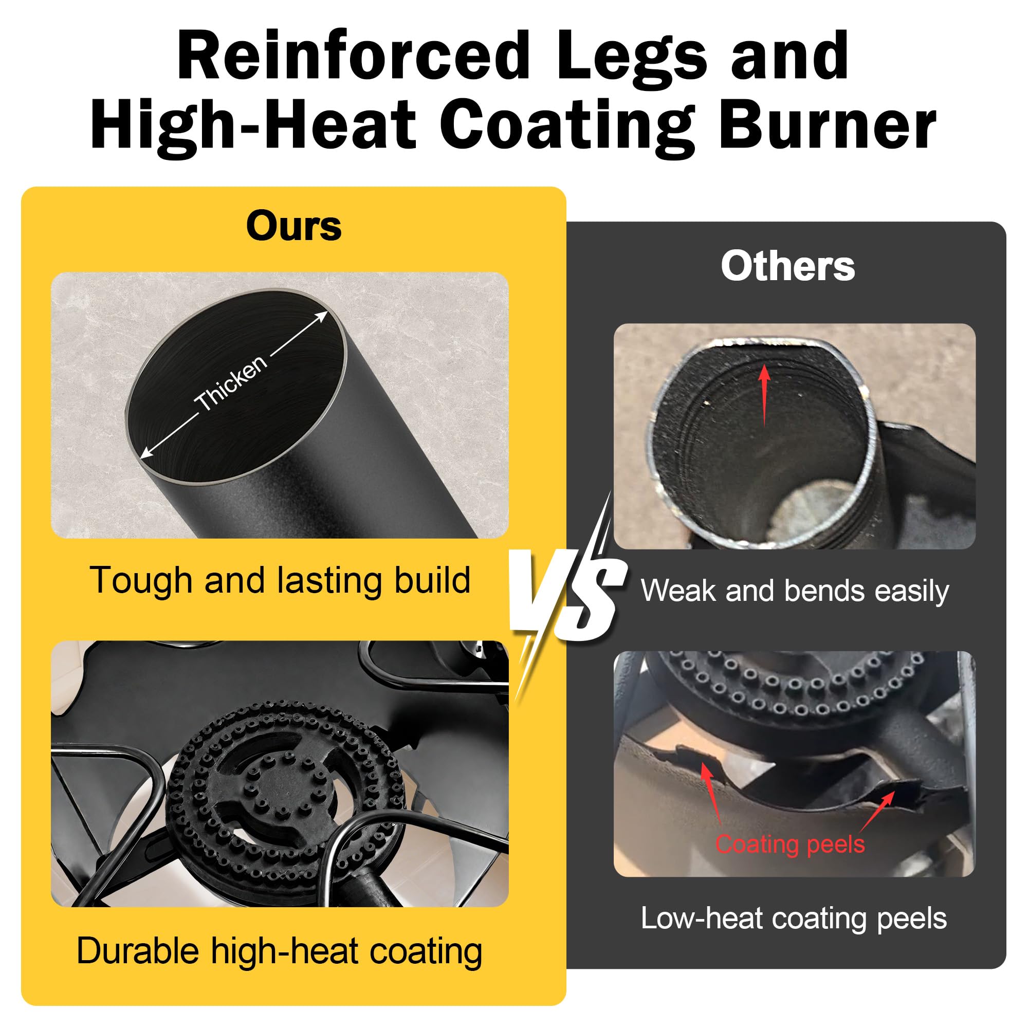 BNSPLY durable cast-iron burner stands up to high heat and heavy use.