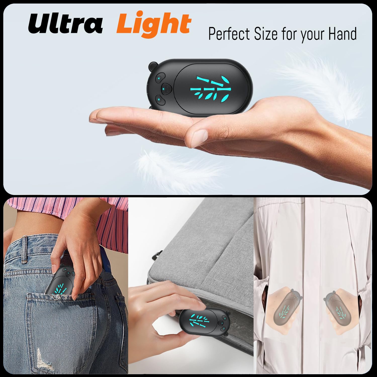 BOANKODU hand warmers heat levels image demonstrates three settings for customizable comfort.