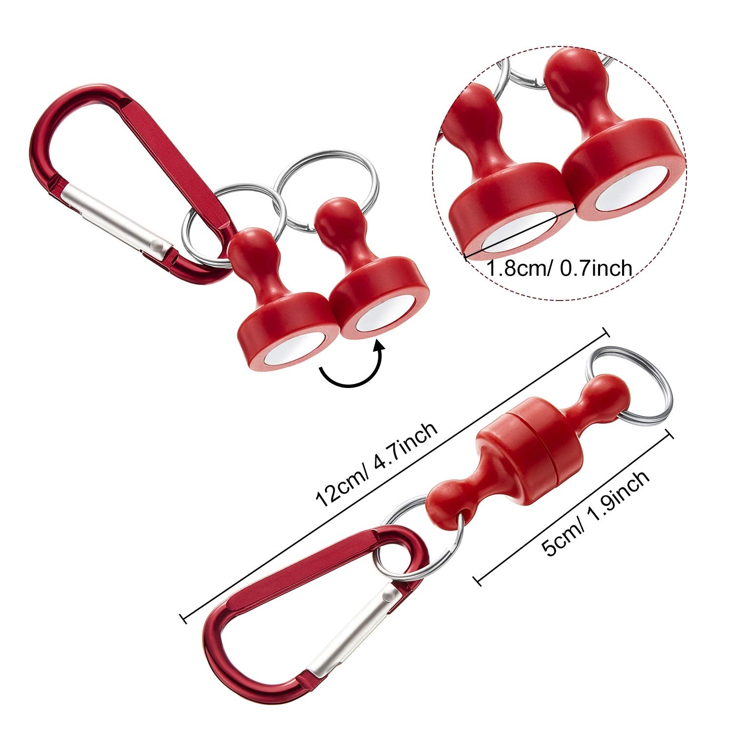 Close-up of magnetic net release holder showing metal, magnet and acrylic components