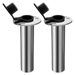 Boat stainless steel 316 fishing rod holder flush mount 90-degree angle view