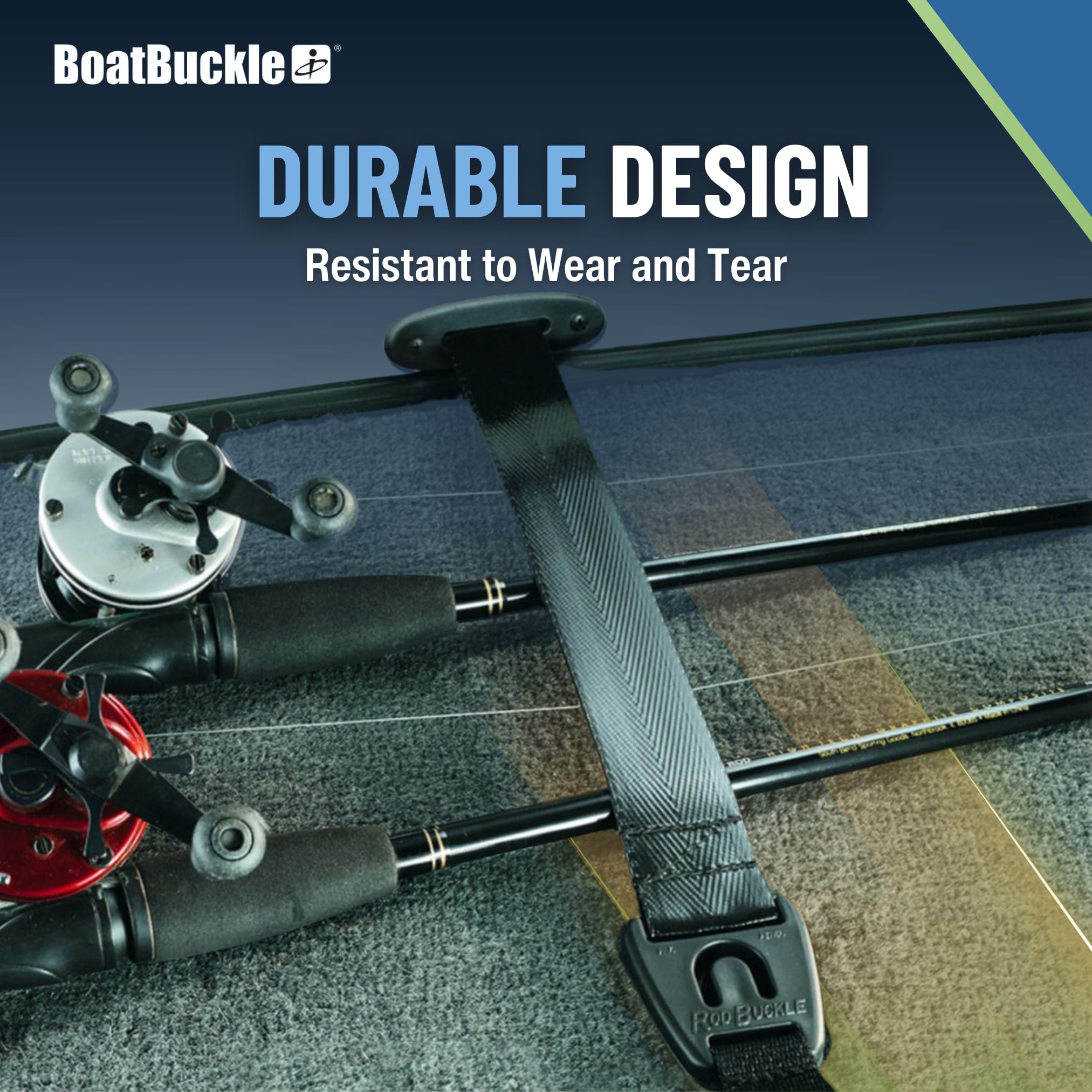 Close-up of PVC coated retractable strap for rod security
