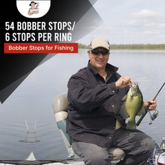 Close-up of rubber bobber stop gripping fishing line