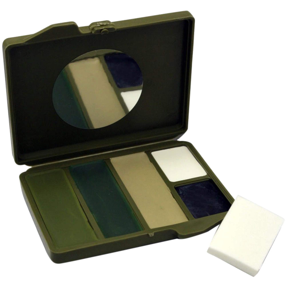 Bobbie Weiner camouflage face paint in black with non-glare finish for outdoor use.