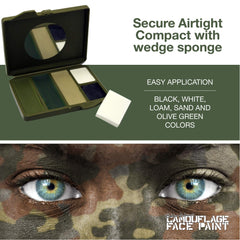 Bobbie Weiner camouflage face paint in sand for warm-tone camouflage and smooth application.