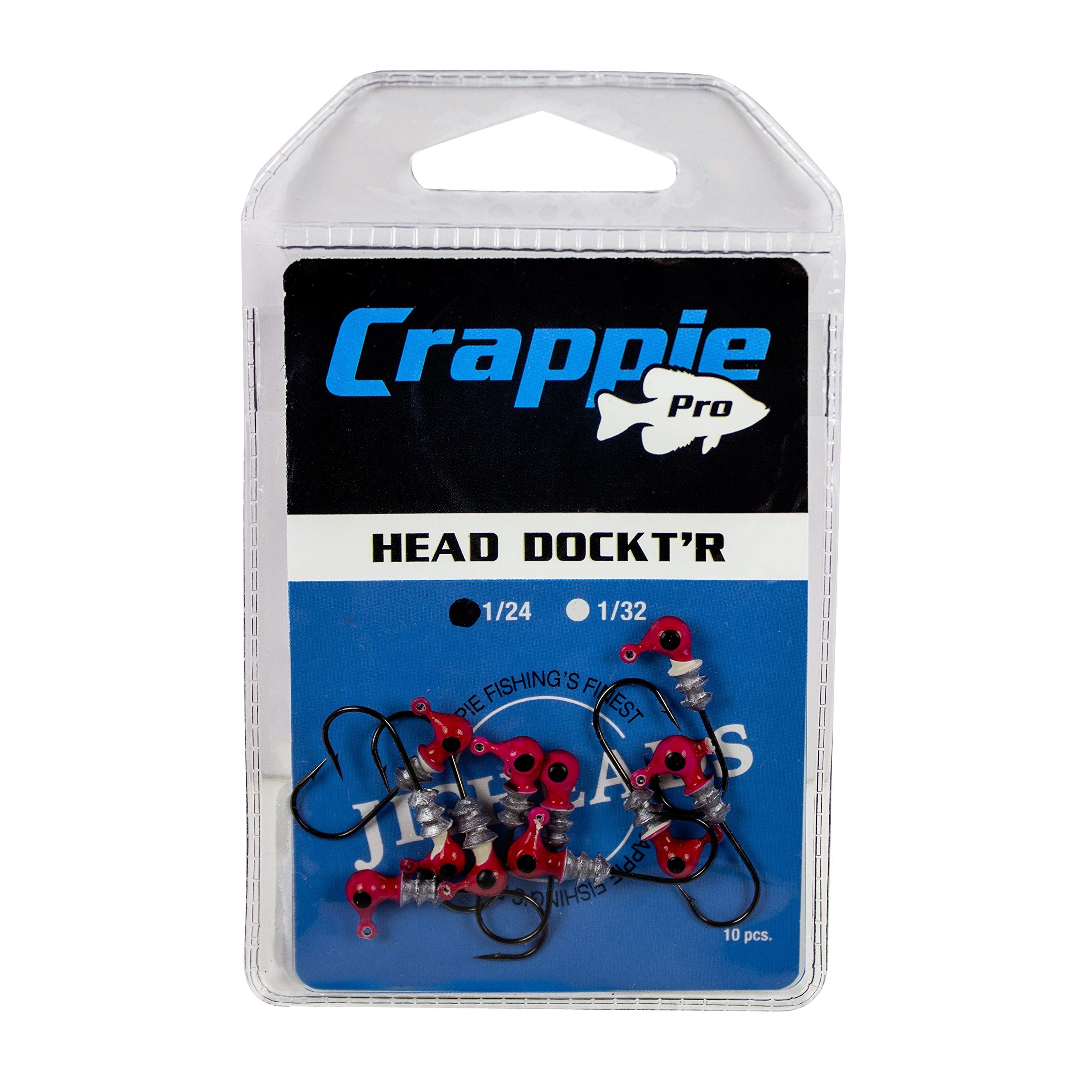 Bobby Garland Crappie Pro Jig Heads red, side view, enhances underwater visibility.