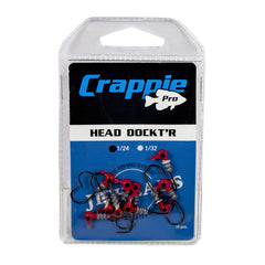 Bobby Garland Crappie Pro Jig Heads red, side view, enhances underwater visibility.