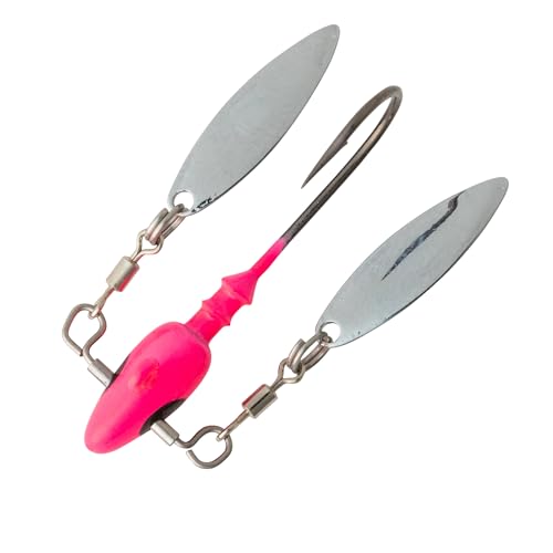 Bobby Garland Head Turn'R Jig Head Mo Glo Pink side angle showing bait keeper