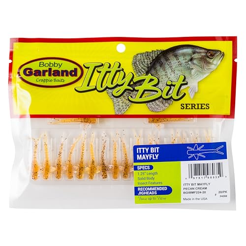 Bobby Garland Itty Bit Mayfly forked-tail design for lifelike water action.