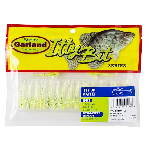 Bobby Garland Itty Bit Mayfly forked-tail enhances movement underwater.