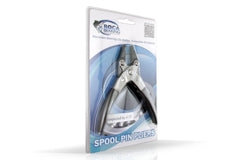 BOCA BEARING spool pin pliers closeup for precise pin removal and reel protection.
