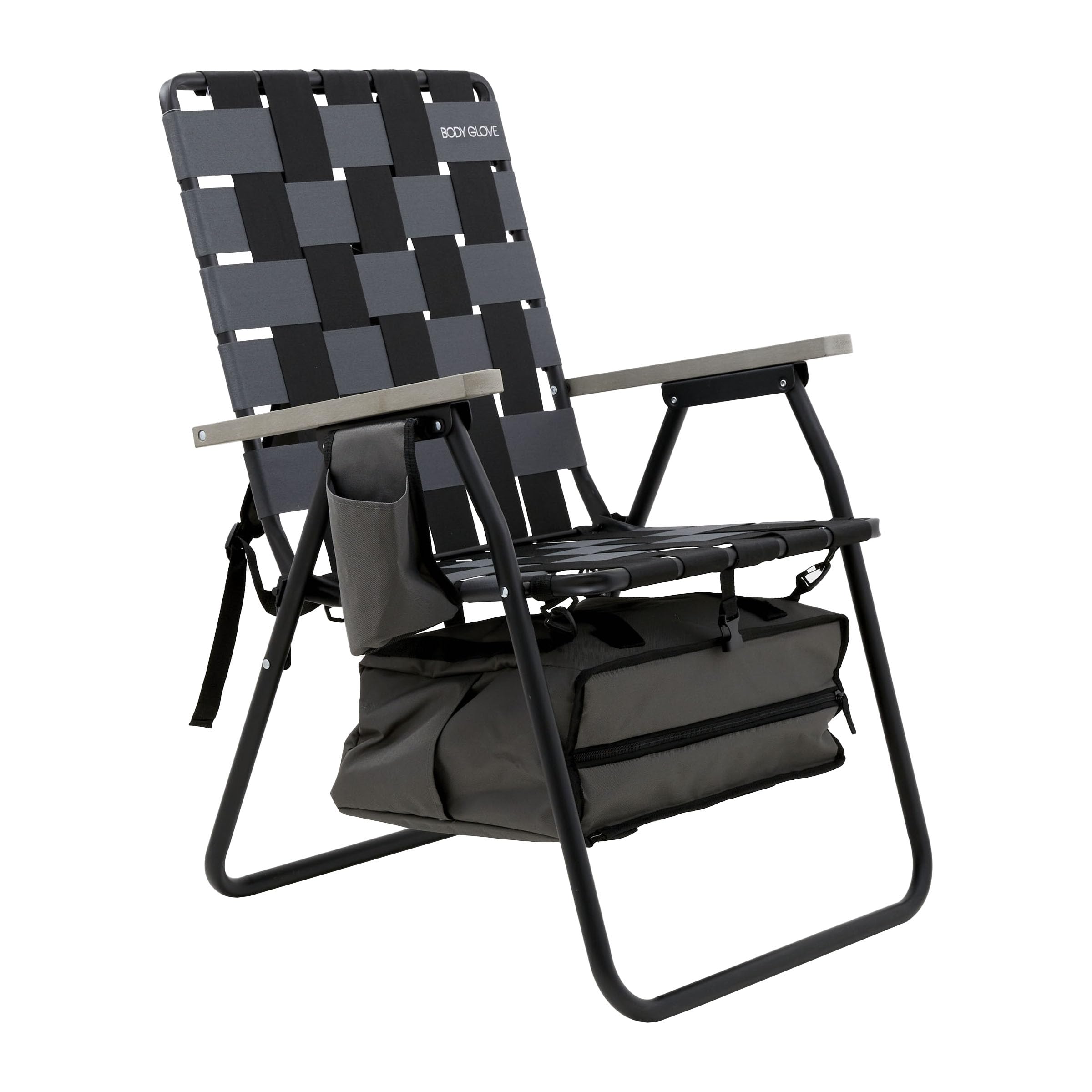 Detachable cooler bag on Body Glove Colorado Chair keeps drinks within reach on trips.