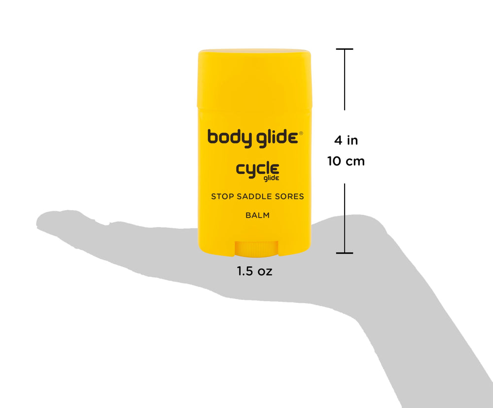 BodyGlide chamois cream stick protecting shorts and saddle area.