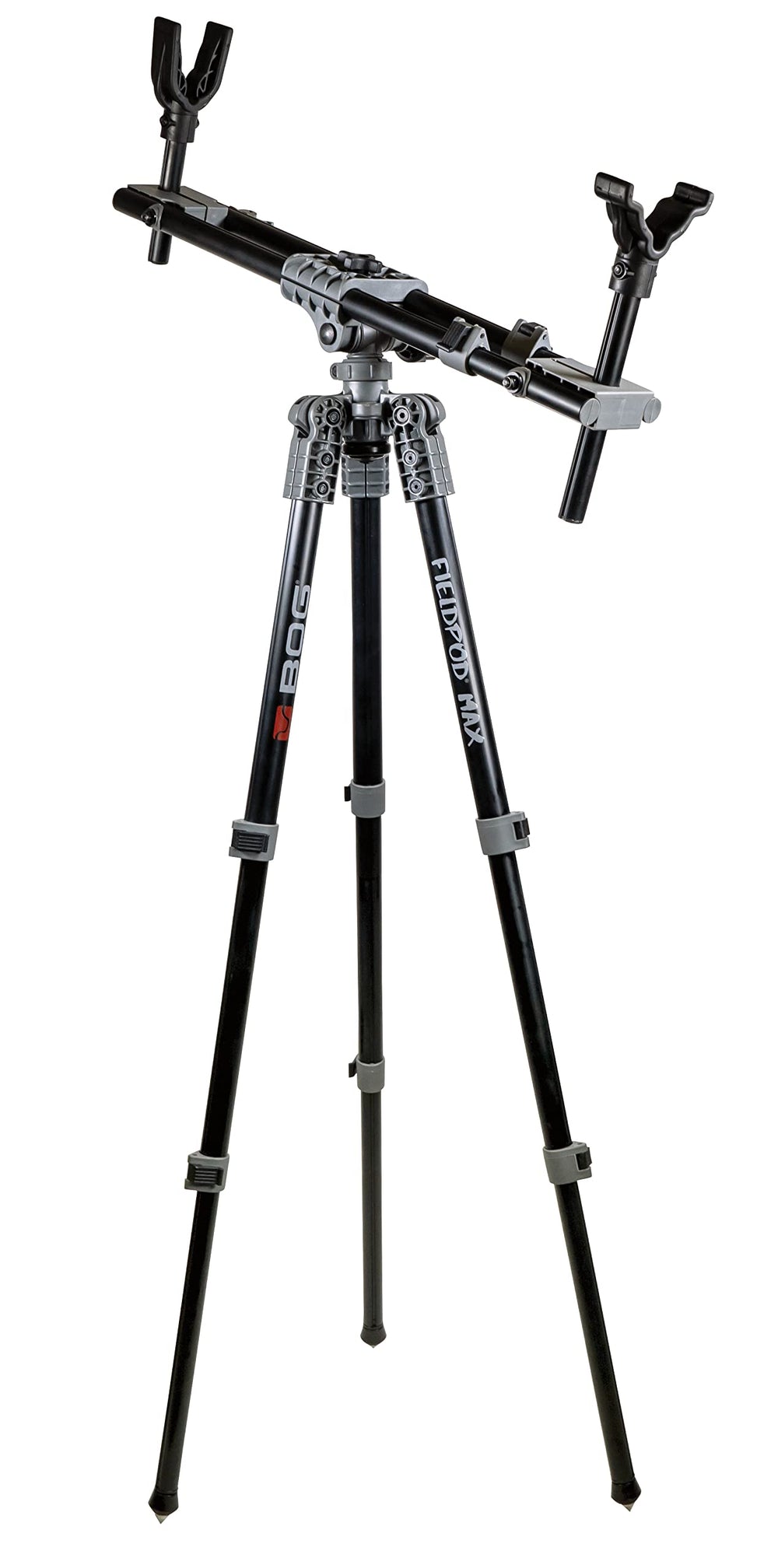 BOG FieldPod Max showing bubble level for precise aiming on uneven terrain