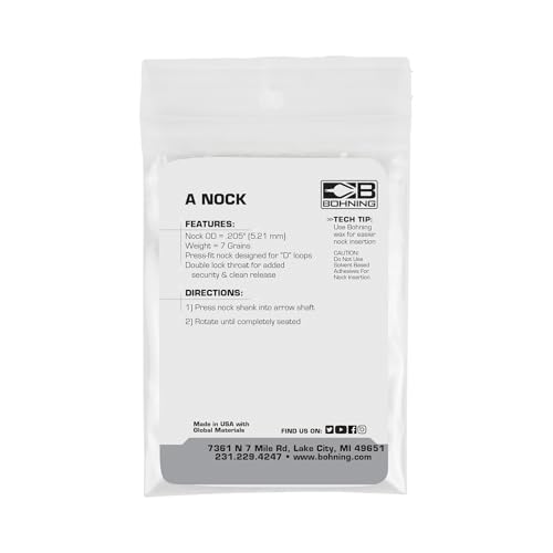 12-pack Bohning A Nocks in Kiwi color with 7.0 grains each