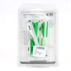 Bohning Blazer Quickfletch neon-green on-arrow fit across multiple shaft diameters.