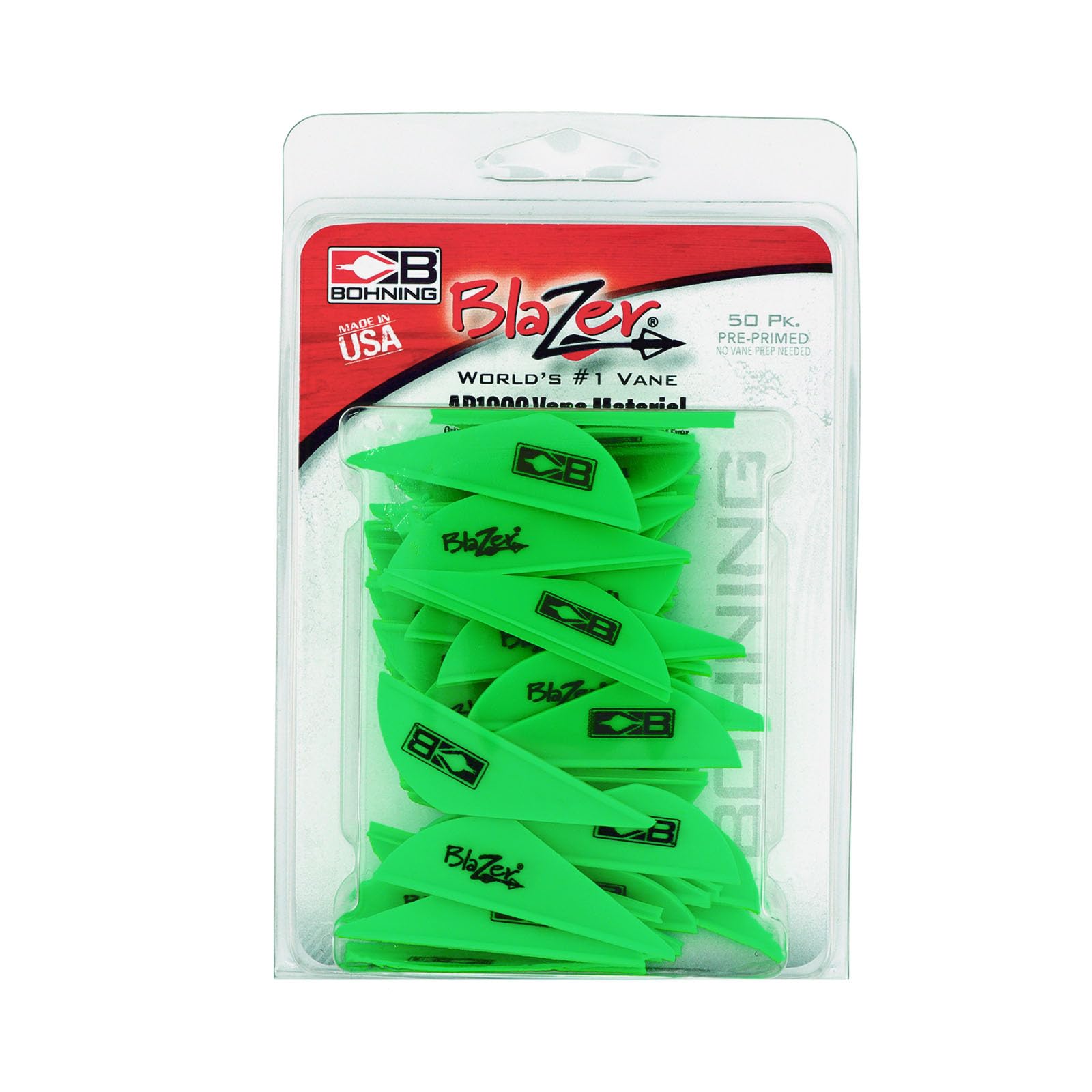 Bohning Blazer Vane 2in Neon Green 50-pack close-up