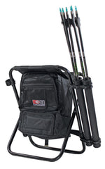 Bohning Complete Shooter Stool Black with built-in cooler for on-site refreshments.
