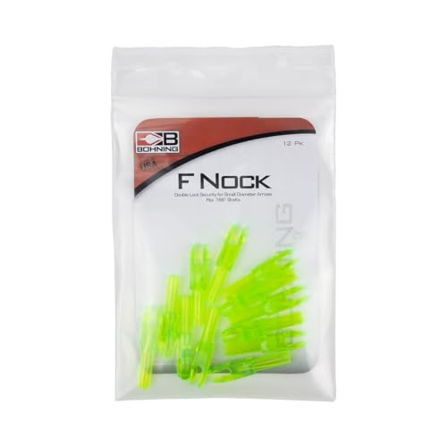 Close-up of Bohning F Nock double-lock throat .120 in, 4mm micro shaft