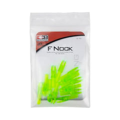 Close-up of Bohning F Nock double-lock throat .120 in, 4mm micro shaft