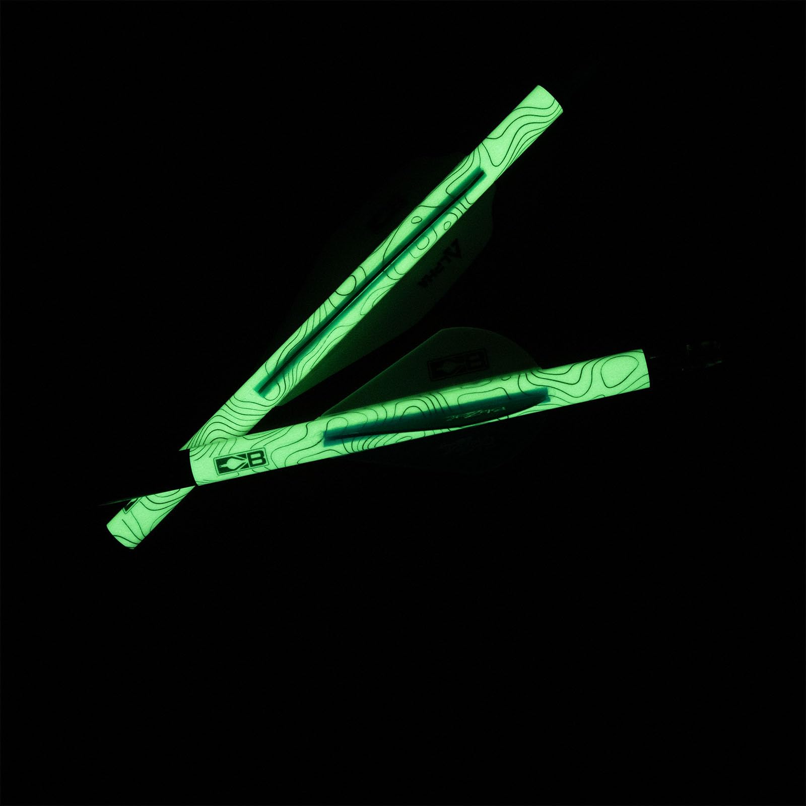 Arrows wrapped with Bohning Glow in the Dark Topographic design